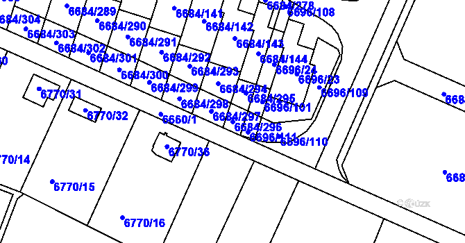 Parcela st. 6684/296 v KÚ Frýdek, Katastrální mapa