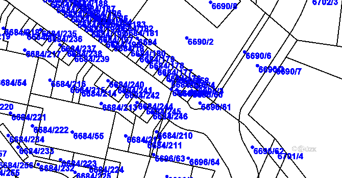 Parcela st. 6684/307 v KÚ Frýdek, Katastrální mapa