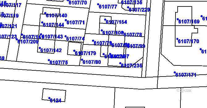Parcela st. 6107/236 v KÚ Frýdek, Katastrální mapa