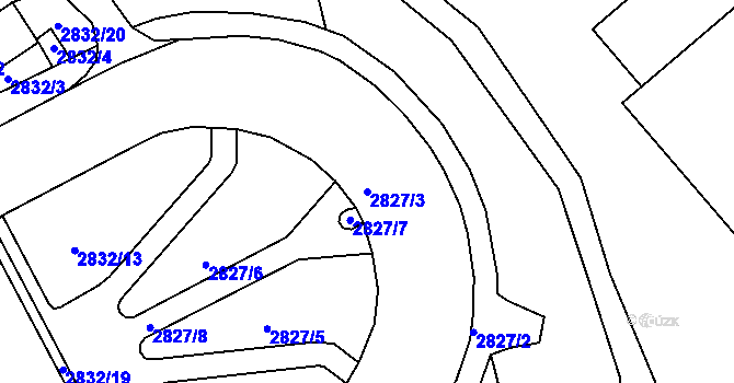 Parcela st. 2827/3 v KÚ Frýdek, Katastrální mapa