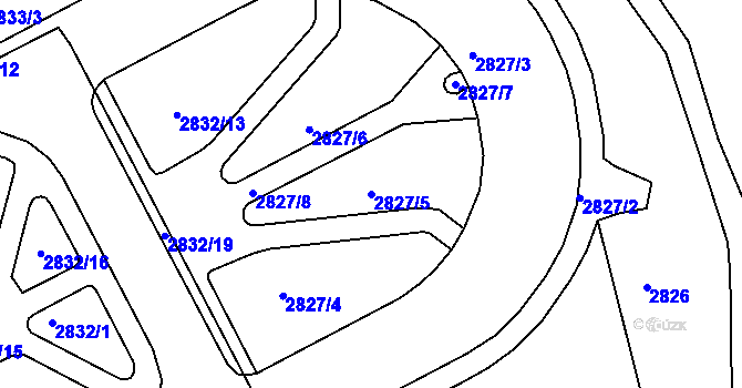 Parcela st. 2827/5 v KÚ Frýdek, Katastrální mapa