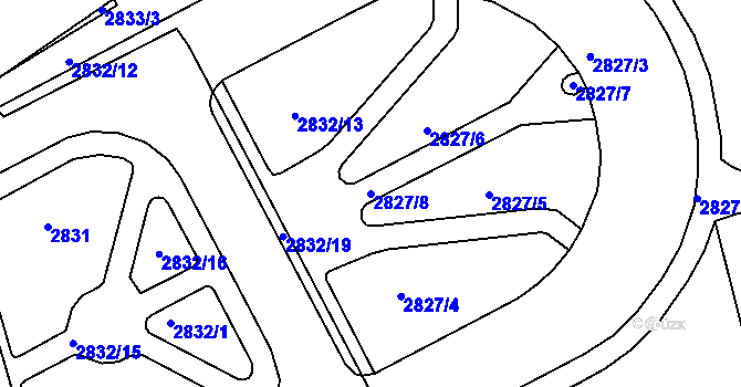 Parcela st. 2827/8 v KÚ Frýdek, Katastrální mapa