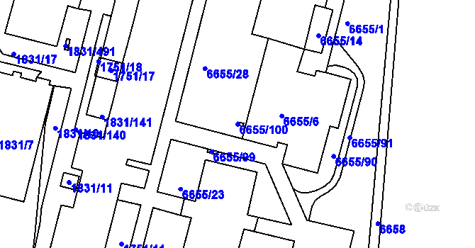 Parcela st. 6655/100 v KÚ Frýdek, Katastrální mapa