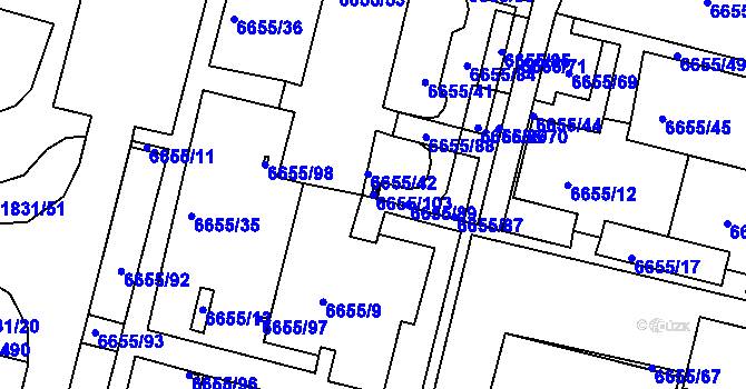 Parcela st. 6655/103 v KÚ Frýdek, Katastrální mapa