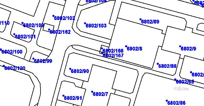 Parcela st. 6802/167 v KÚ Frýdek, Katastrální mapa