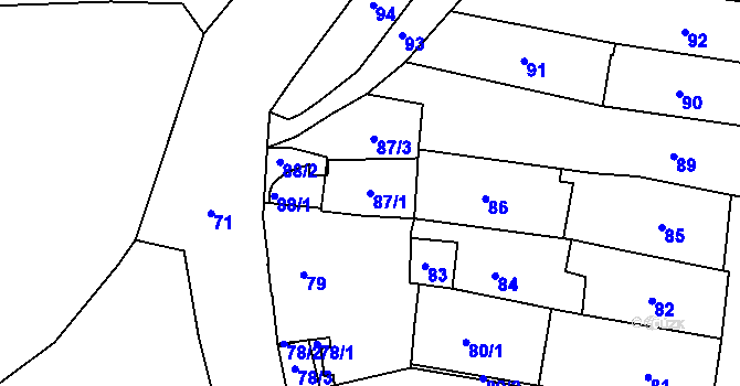 Parcela st. 87/1 v KÚ Frýdek, Katastrální mapa