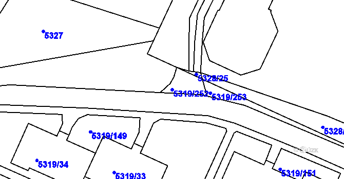Parcela st. 5319/252 v KÚ Frýdek, Katastrální mapa
