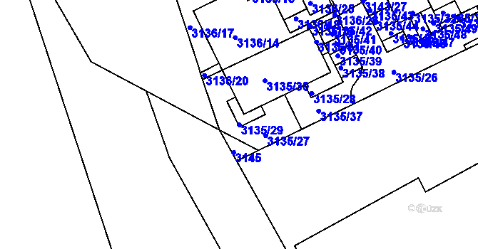 Parcela st. 3135/29 v KÚ Frýdek, Katastrální mapa