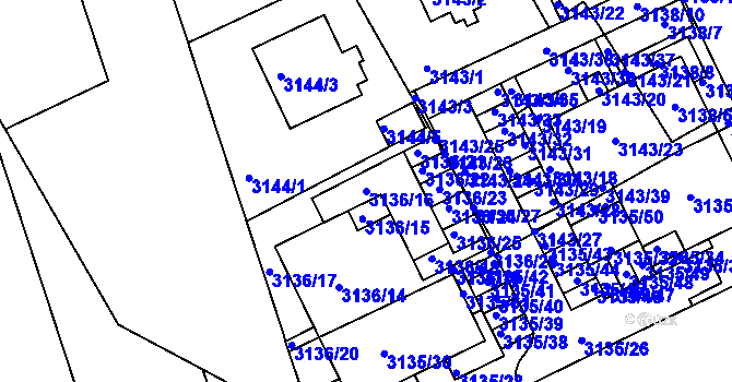 Parcela st. 3136/16 v KÚ Frýdek, Katastrální mapa