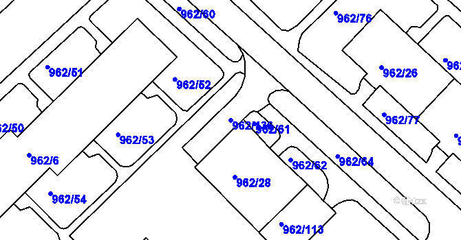 Parcela st. 962/136 v KÚ Frýdek, Katastrální mapa
