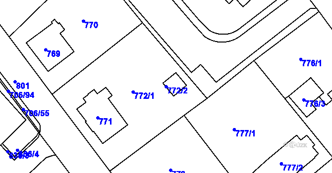 Parcela st. 772/2 v KÚ Frýdek, Katastrální mapa