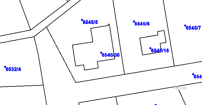 Parcela st. 6545/36 v KÚ Frýdek, Katastrální mapa