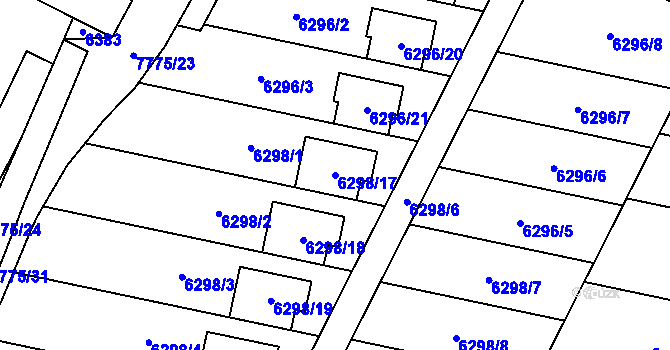 Parcela st. 6298/17 v KÚ Frýdek, Katastrální mapa