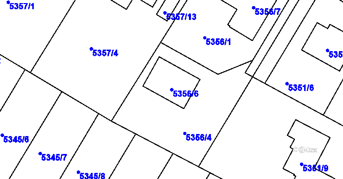 Parcela st. 5356/6 v KÚ Frýdek, Katastrální mapa