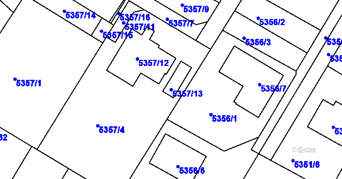 Parcela st. 5357/13 v KÚ Frýdek, Katastrální mapa