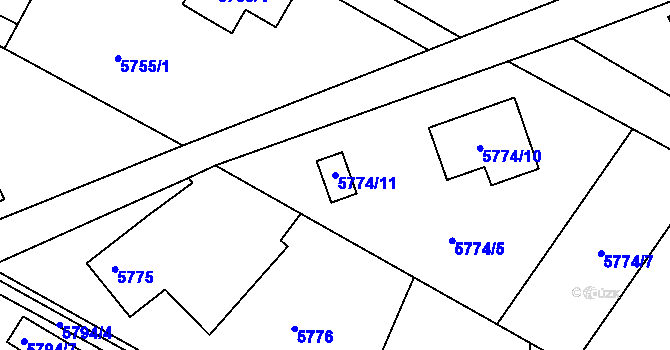 Parcela st. 5774/11 v KÚ Frýdek, Katastrální mapa