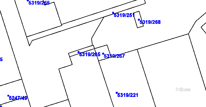 Parcela st. 5319/267 v KÚ Frýdek, Katastrální mapa