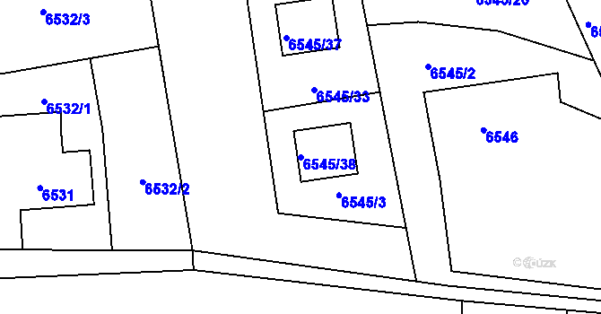 Parcela st. 6545/38 v KÚ Frýdek, Katastrální mapa