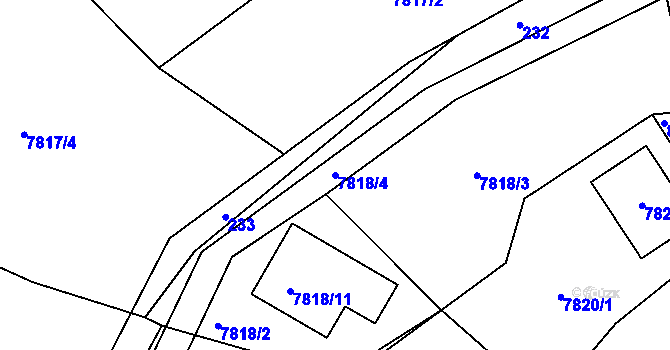 Parcela st. 7818/4 v KÚ Panské Nové Dvory, Katastrální mapa