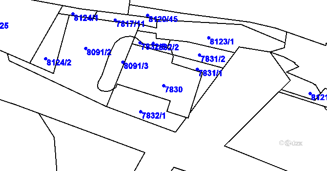 Parcela st. 7830 v KÚ Panské Nové Dvory, Katastrální mapa