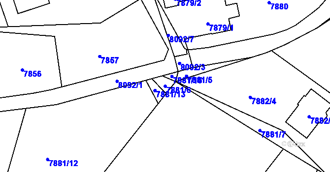 Parcela st. 7881/6 v KÚ Panské Nové Dvory, Katastrální mapa
