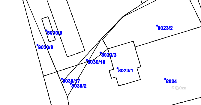 Parcela st. 8023/3 v KÚ Panské Nové Dvory, Katastrální mapa