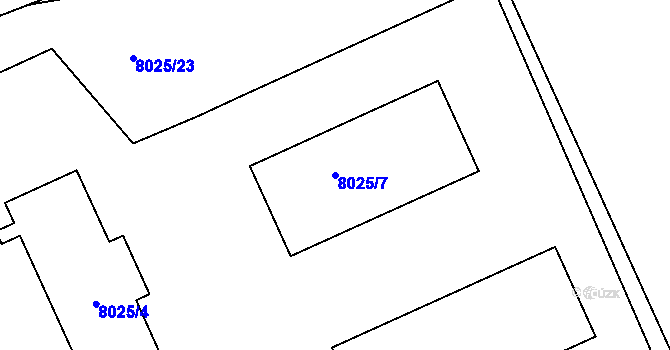 Parcela st. 8025/7 v KÚ Panské Nové Dvory, Katastrální mapa