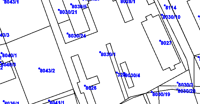 Parcela st. 8030/1 v KÚ Panské Nové Dvory, Katastrální mapa