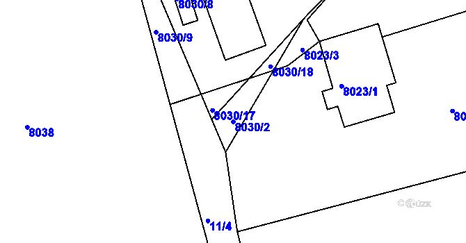 Parcela st. 8030/2 v KÚ Panské Nové Dvory, Katastrální mapa
