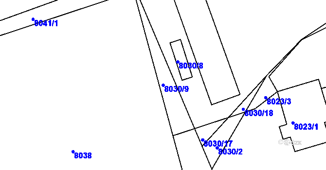 Parcela st. 8030/9 v KÚ Panské Nové Dvory, Katastrální mapa