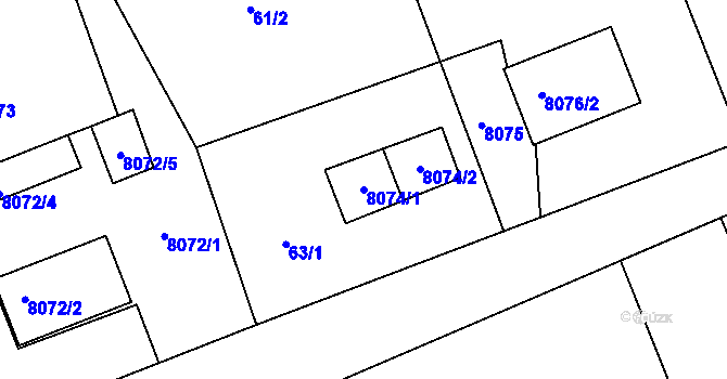 Parcela st. 8074/1 v KÚ Panské Nové Dvory, Katastrální mapa