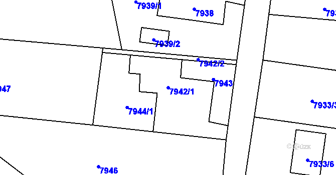 Parcela st. 7942/1 v KÚ Panské Nové Dvory, Katastrální mapa