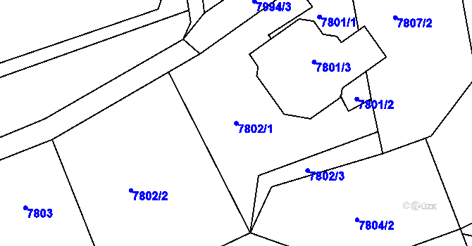 Parcela st. 7802/1 v KÚ Panské Nové Dvory, Katastrální mapa