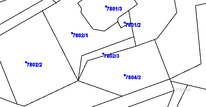 Parcela st. 7802/3 v KÚ Panské Nové Dvory, Katastrální mapa