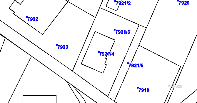 Parcela st. 7921/4 v KÚ Panské Nové Dvory, Katastrální mapa