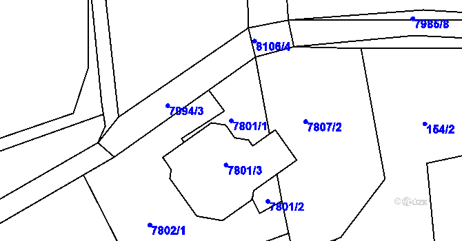 Parcela st. 7801/1 v KÚ Panské Nové Dvory, Katastrální mapa