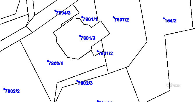 Parcela st. 7801/2 v KÚ Panské Nové Dvory, Katastrální mapa