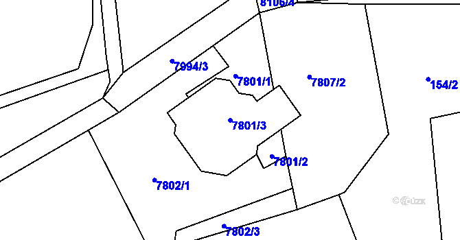 Parcela st. 7801/3 v KÚ Panské Nové Dvory, Katastrální mapa