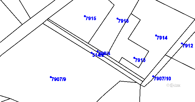 Parcela st. 308/4 v KÚ Panské Nové Dvory, Katastrální mapa