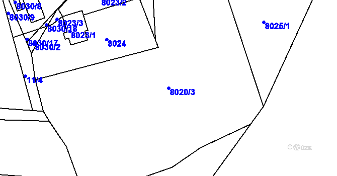Parcela st. 8020/3 v KÚ Panské Nové Dvory, Katastrální mapa