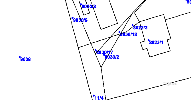 Parcela st. 8030/17 v KÚ Panské Nové Dvory, Katastrální mapa