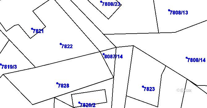 Parcela st. 8087/14 v KÚ Panské Nové Dvory, Katastrální mapa