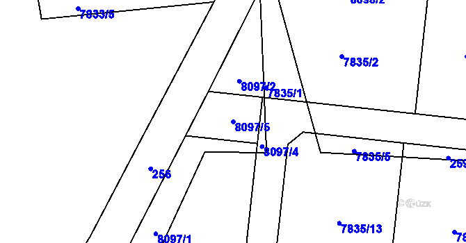 Parcela st. 8097/5 v KÚ Panské Nové Dvory, Katastrální mapa