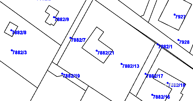 Parcela st. 7882/21 v KÚ Panské Nové Dvory, Katastrální mapa