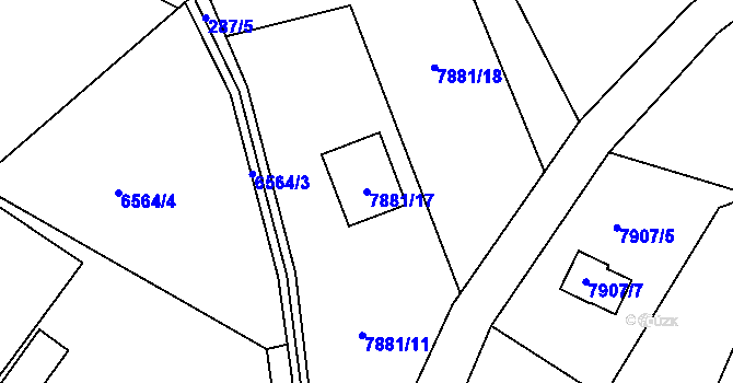 Parcela st. 7881/17 v KÚ Panské Nové Dvory, Katastrální mapa