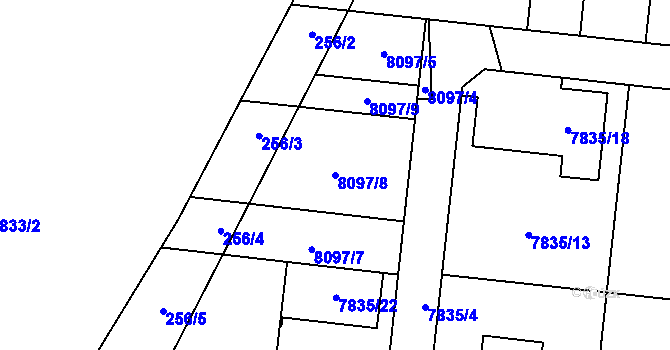 Parcela st. 8097/8 v KÚ Panské Nové Dvory, Katastrální mapa