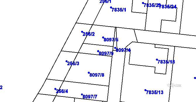 Parcela st. 8097/9 v KÚ Panské Nové Dvory, Katastrální mapa