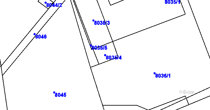 Parcela st. 8035/4 v KÚ Panské Nové Dvory, Katastrální mapa