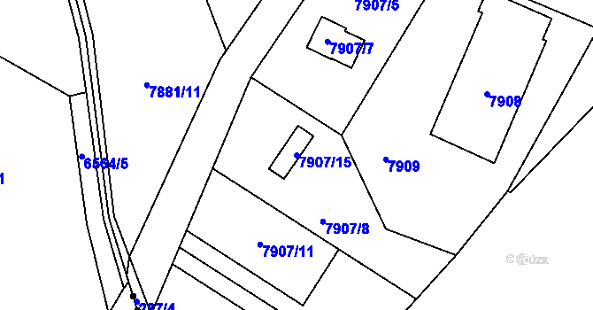 Parcela st. 7907/15 v KÚ Panské Nové Dvory, Katastrální mapa