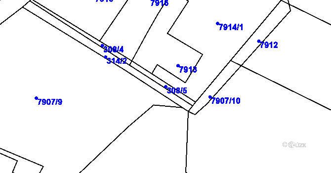 Parcela st. 308/5 v KÚ Panské Nové Dvory, Katastrální mapa